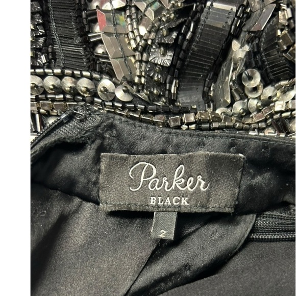 PARKER Elegant Black Beaded Halter Dress Size 2 - Picture 15 of 16